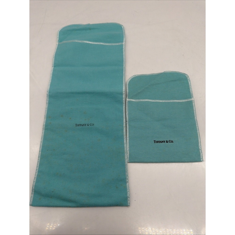 2 Assorted Authentic Vintage Tiffany & Co Flannel Jewelry / Flatware Pouches